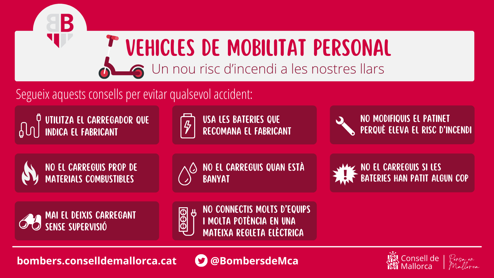 Llista de consells d’ús dels vehicles de mobilitat personal.
